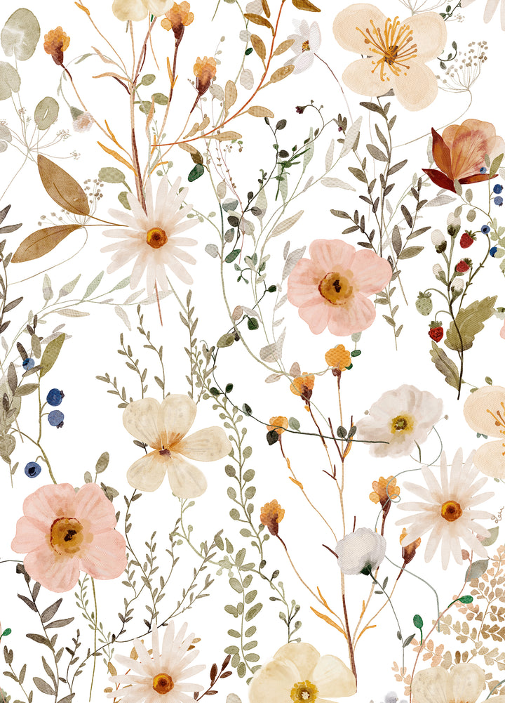 Avery Mural | Delicate Boho Floral Girl Nursery Wallpaper