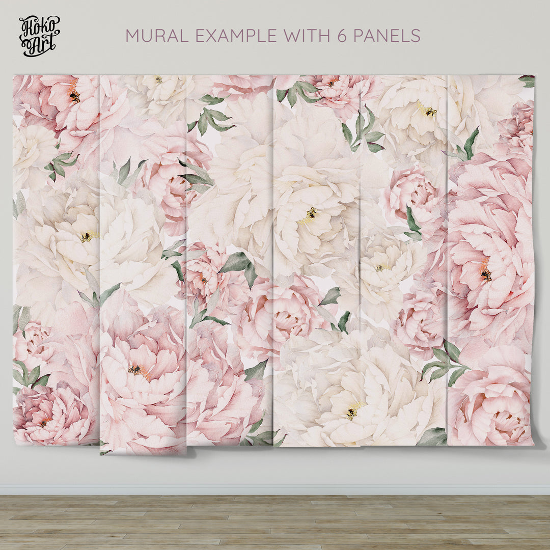 Gorgeous Peony Mural | Large Scale Floral Girl Nursery Wallpaper