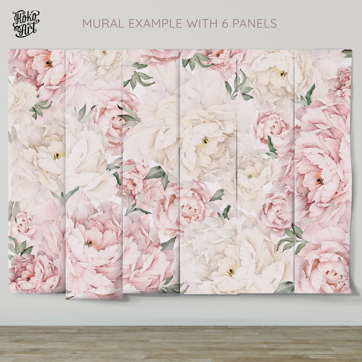 Gorgeous Peony Mural | Large Scale Floral Girl Nursery Wallpaper