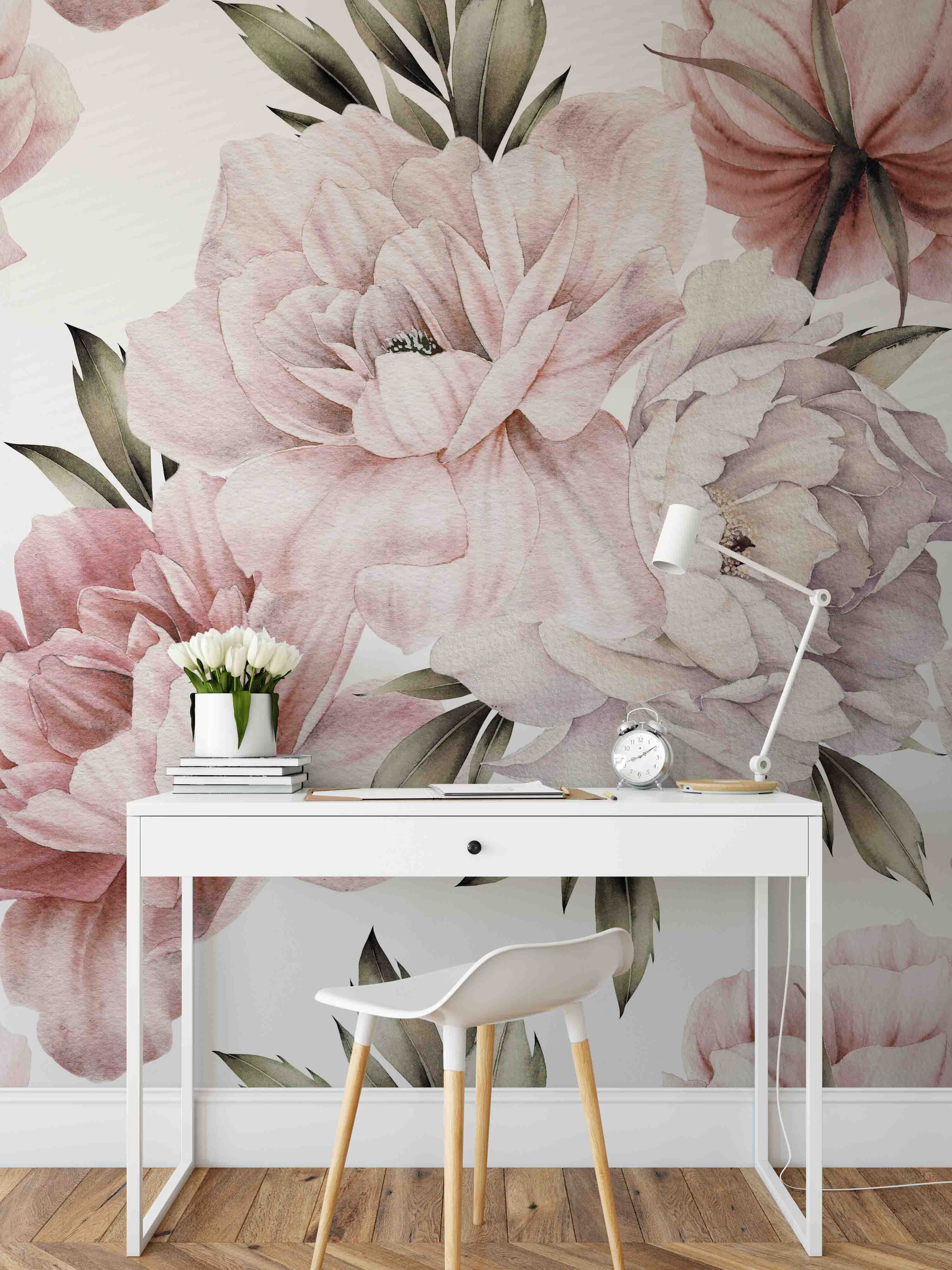 Amazon.com: Removable Peel 'n Stick Watercolor Peony Wallpaper Girl  Nursery, Floral Pattern Self-Adhesive Wall Mural, Pink Peonies Buds Wall  Print Bedroom x581 (Custom order replacement panel) : Handmade Products