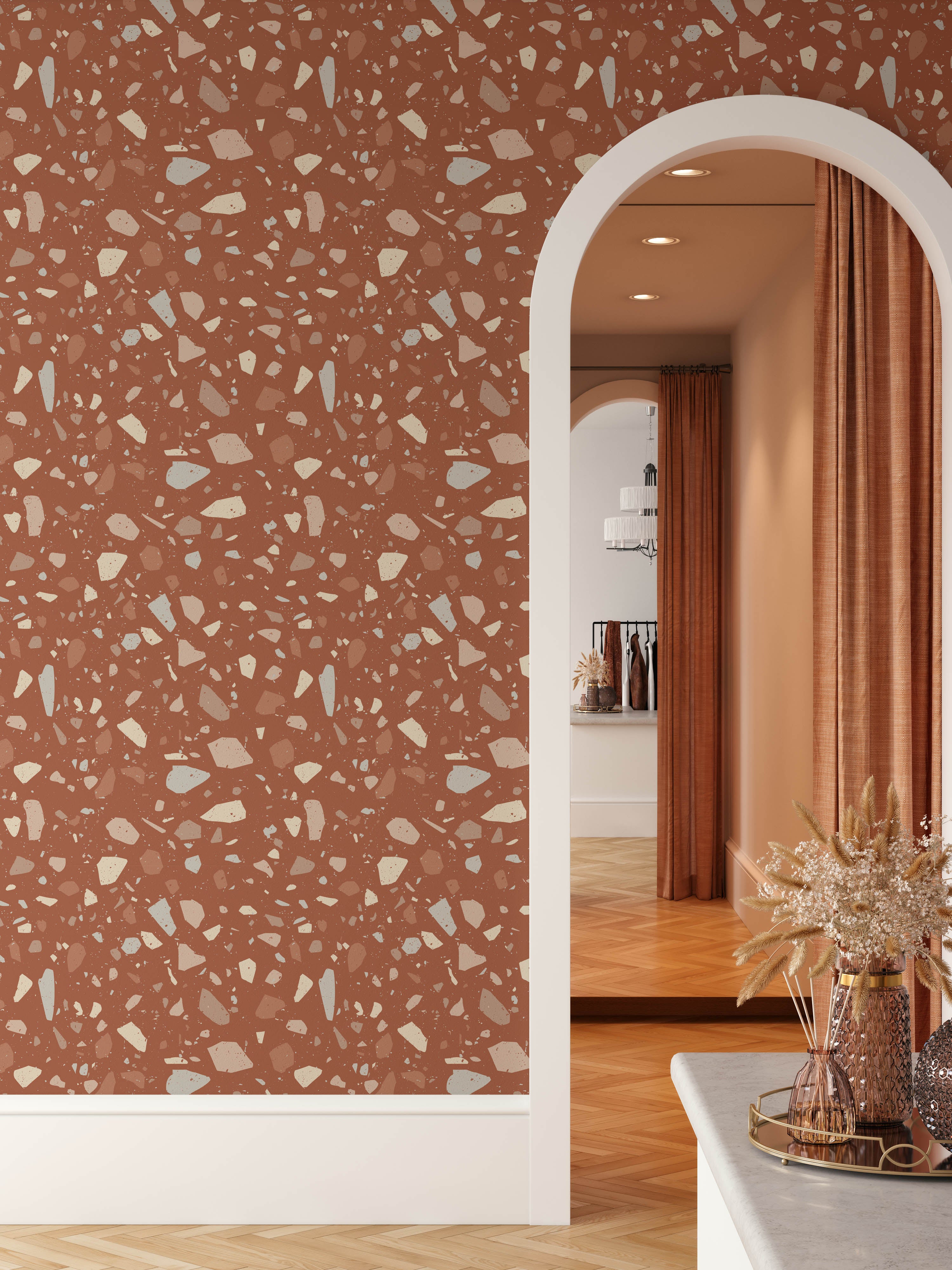 Belle Wallpaper in Terracotta – I Love Wallpaper